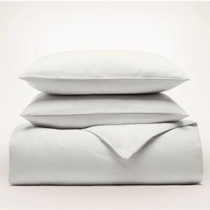 Boll & Branch Ribbed Duvet White Set F/Q